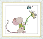 Stamped Cross Stitch Kits - Mouse and Bird 15×13.8"