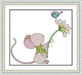 Stamped Cross Stitch Kits - Mouse and Bird 15×13.8"