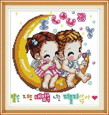 Stamped Cross Stitch Kits - Sweet Moon 13.8×13.8"