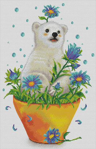 Stamped Cross Stitch Kits - Polar Bear in Pot 15.75×22.44" (14ct)