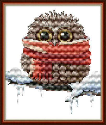 Stamped Cross Stitch Kits - Owl with Scarf