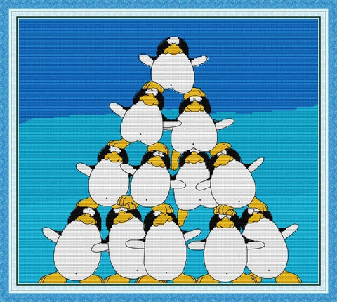 Stamped Cross Stitch Kits - Penguin Pile 21.7×19.7"