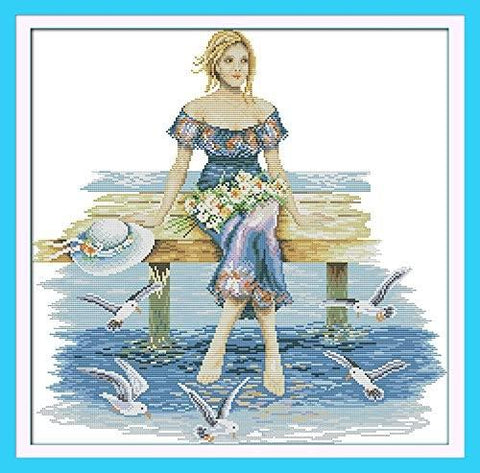 Stamped Cross Stitch Kits - Beauty at Seaside 24×24"