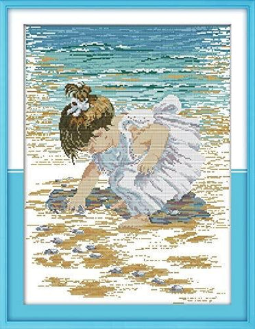 Stamped Cross Stitch Kits - Pick Up Shells 19.3×25.2"