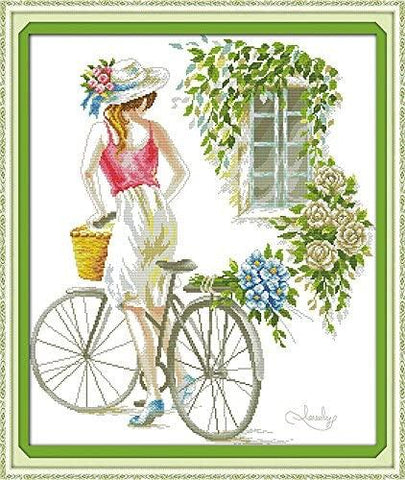 Stamped Cross Stitch Kits - Bicycle Girl 26×29.9"