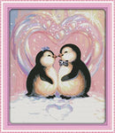 Stamped Cross Stitch Kits - Penguins in Love 25.6×29.5"