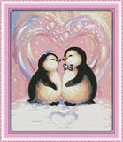 Stamped Cross Stitch Kits - Penguins in Love 25.6×29.5"