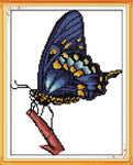 Stamped Cross Stitch Kits - Blue Butterfly 11.4×15.4"