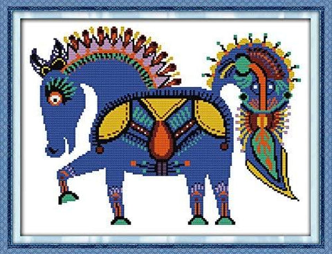 Stamped Cross Stitch Kits - Happy Horse 19.7×15.4"