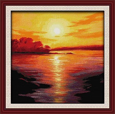 Stamped Cross Stitch Kits - Sea in Twilight 26.8×26.8"