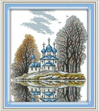 Stamped Cross Stitch Kits - Blue Castle 16×19"