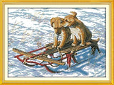 Stamped Cross Stitch Kits - Dogs on Sled 22×16.5"