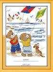 Stamped Cross Stitch Kits - Bears Flying Kites 10.2×15.4"