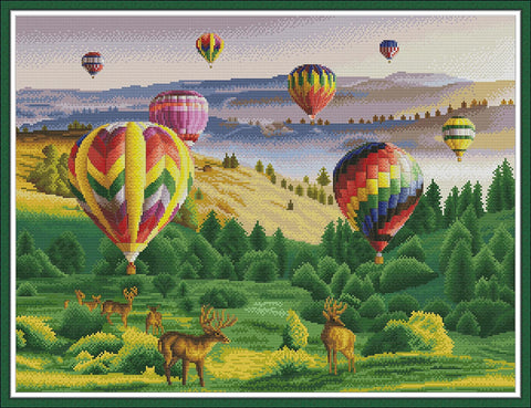 Stamped Cross Stitch Kits - Colorful Balloons