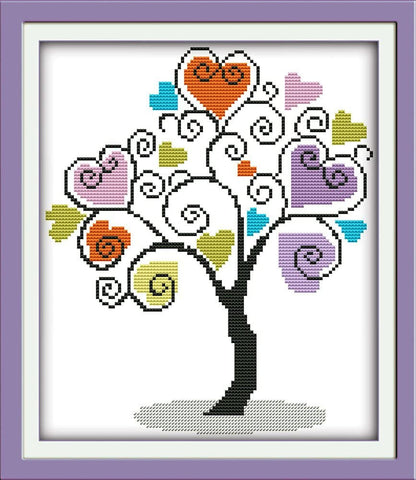 Stamped Cross Stitch Kits - Heart Tree