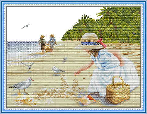 Stamped Cross Stitch Kits - Picking Shells