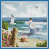 Stamped Cross Stitch Kits - Girl by the Sea