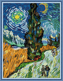Stamped Cross Stitch Kits - Van Gogh Road with Cypress and Star