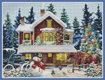 Stamped Cross Stitch Kits - 4 Winter House