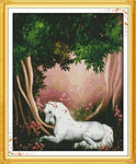 Stamped Cross Stitch Kits - Unicorn in Forest 29.5×35.8"
