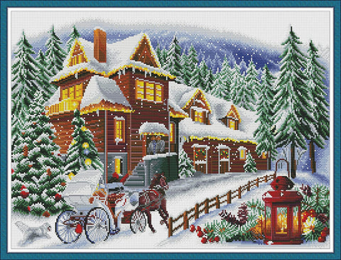 Stamped Cross Stitch Kits - Coming Home for Christmas