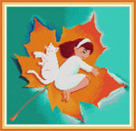 Stamped Cross Stitch Kits - Sleeping on Maple Leaf 14×13" (14ct)
