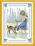 Stamped Cross Stitch Kits - Bath 9.4×13.8"