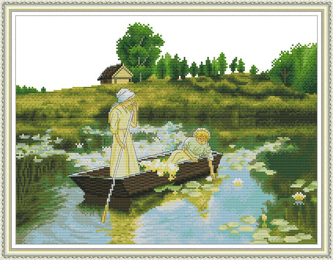 Stamped Cross Stitch Kits - Picking Lotus