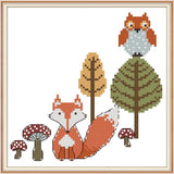 Stamped Cross Stitch Kits - Fox and Owl 9.4×9.4"