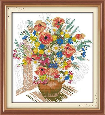Stamped Cross Stitch Kits - Colorful Flower Vase 24.1×26.4"