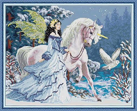 Stamped Cross Stitch Kits - Elf & Unicorn 31.1×25.6"