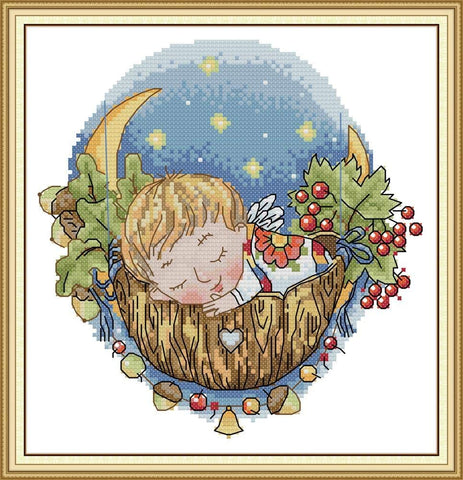 Stamped Cross Stitch Kits - Sleeping Boy 12.6×13"