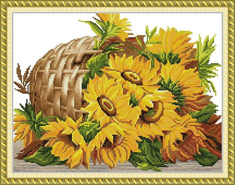 Stamped Cross Stitch Kits - Sunflower Basket