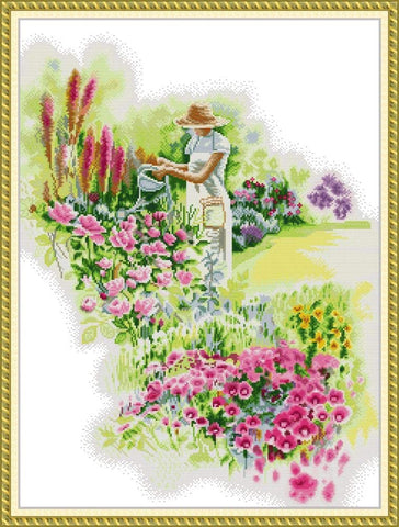 Stamped Cross Stitch Kits - Backyard 18.9×24.4" (14ct)