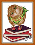 Stamped Cross Stitch Kits - Owl Reading 11×14" (14ct)