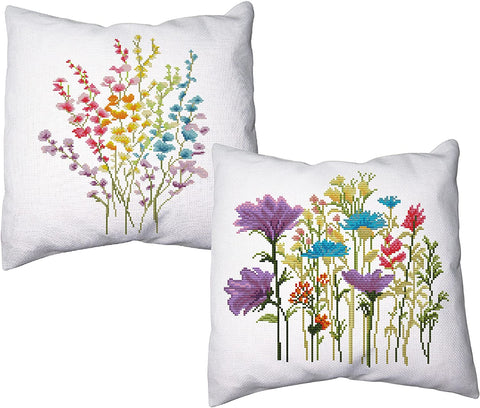 Throw Pillow Cover Stamped Cross Stitch Kits (3 Pairs)