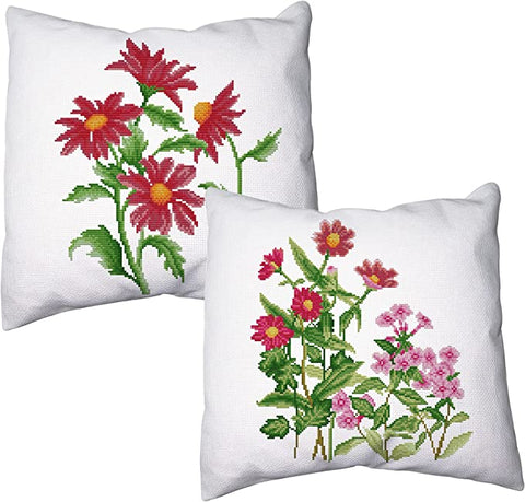 Throw Pillow Cover Stamped Cross Stitch Kits (3 Pairs)