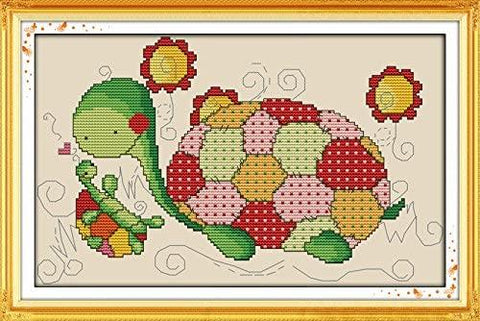 Stamped Cross Stitch Kits - Tortoise Father and Son 16.5×10.2"