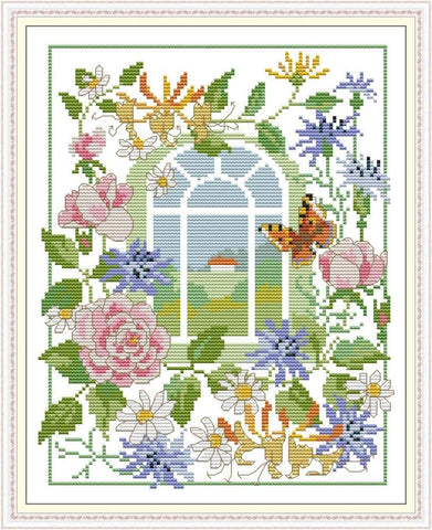 Stamped Cross Stitch Kits - Window 13.8×16.5"