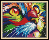 Stamped Cross Stitch Kits - Colorful Cat 19.7×16.1"