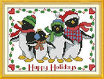 Stamped Cross Stitch Kits - Christmas Penguins 12.6×9.1"