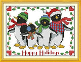 Stamped Cross Stitch Kits - Christmas Penguins 12.6×9.1"
