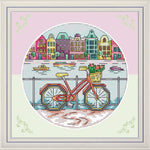 Stamped Cross Stitch Kits - City River Bike 9.4×9.4"