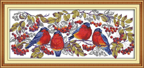 Stamped Cross Stitch Kits - Red Birds 26×11"
