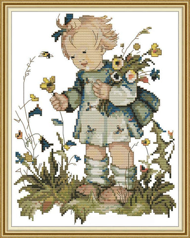 Stamped Cross Stitch Kits - Picking Flower 13×15.4"