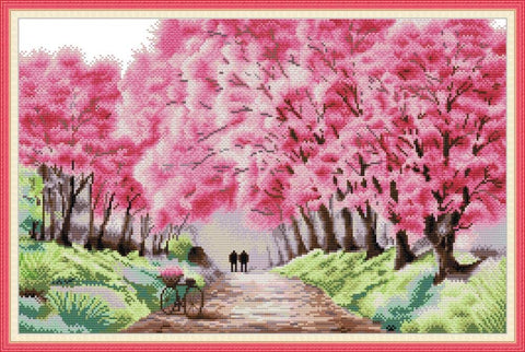 Stamped Cross Stitch Kits - Cherry Blossoms