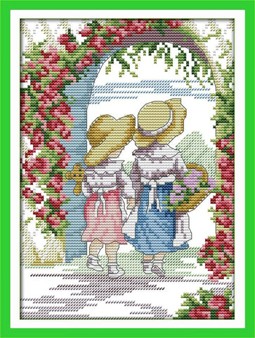 Stamped Cross Stitch Kits - Rose Door 9.4×13.8"