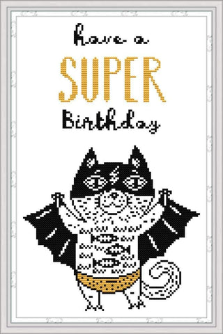 Stamped Cross Stitch Kits - Superhero Birthday 12.6×18.1"