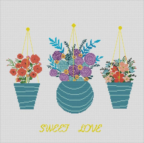 Stamped Cross Stitch Kits - Sweet Love 15.4×11.4" (14ct)