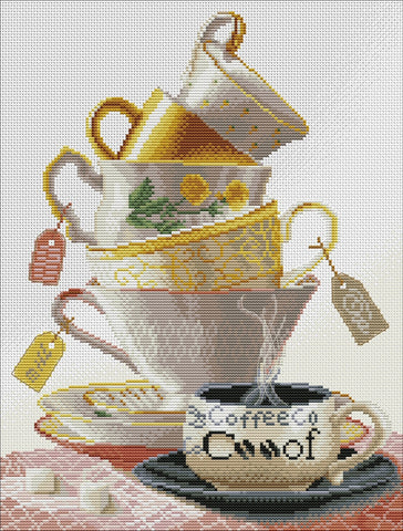 Stamped Cross Stitch Kits - Coffee Cups